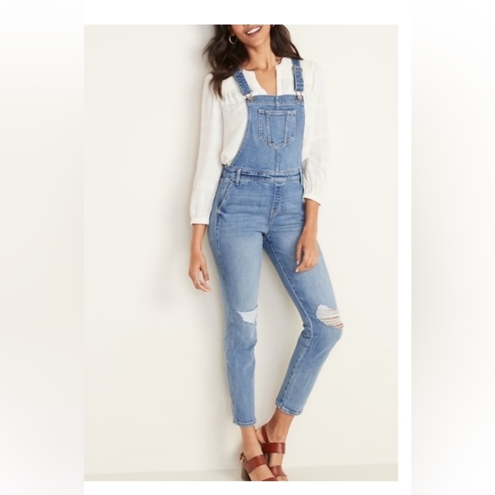 Old Navy Classic Blue Denim Overalls straight leg size 2.